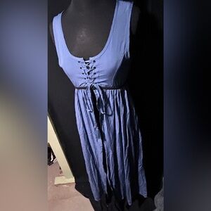 Blue Renaissance Lace-up Vest Dress with Pockets NWT!